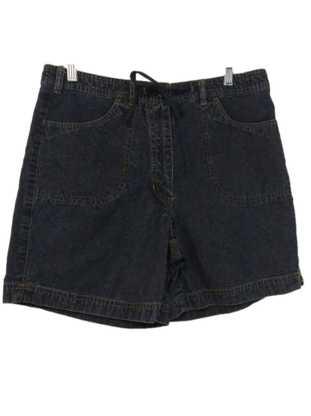 Cotton Ginny Vintage Blue Dark Wash High Rise Button Zip Drawstring Jean Short